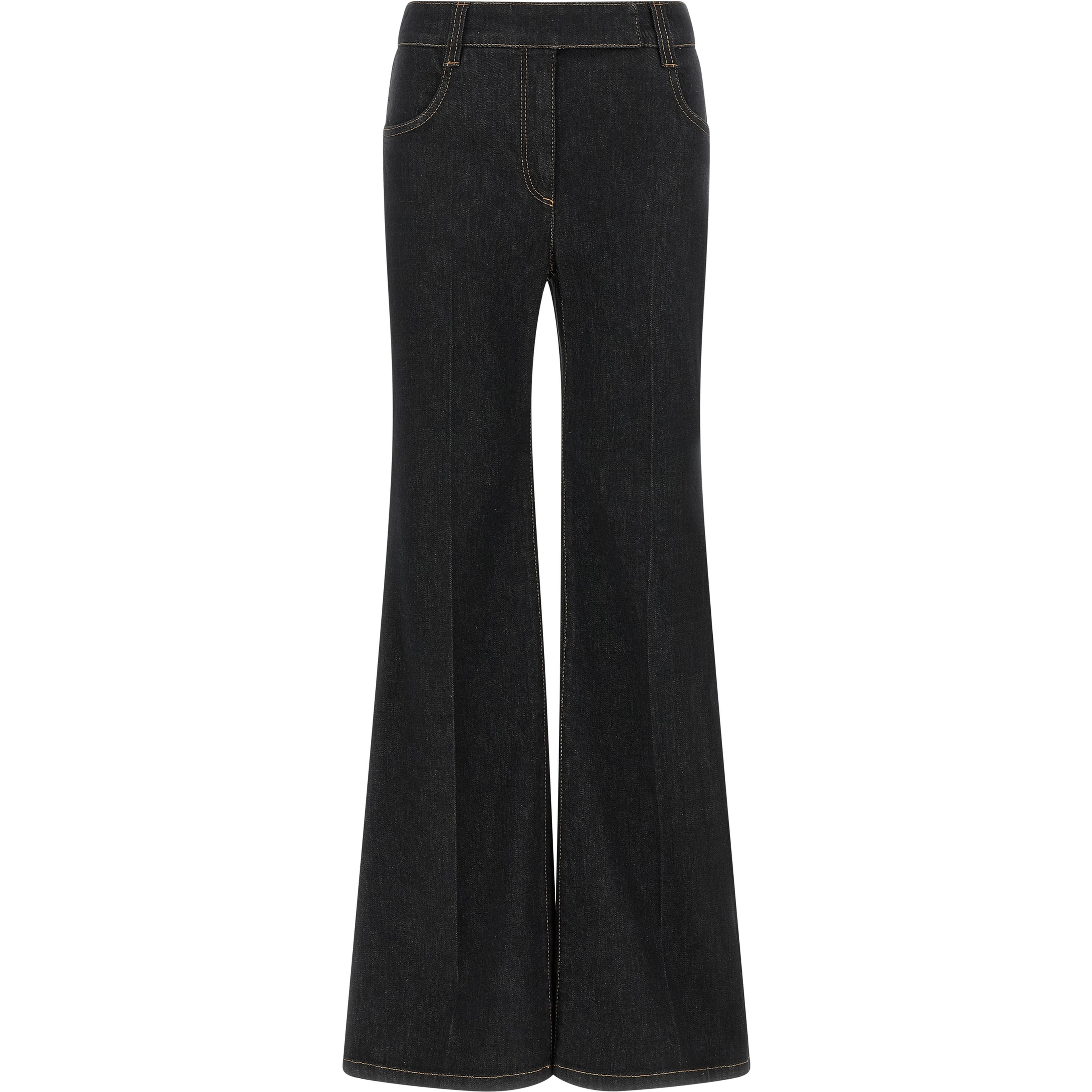 Blue Cotton Flared Jeans