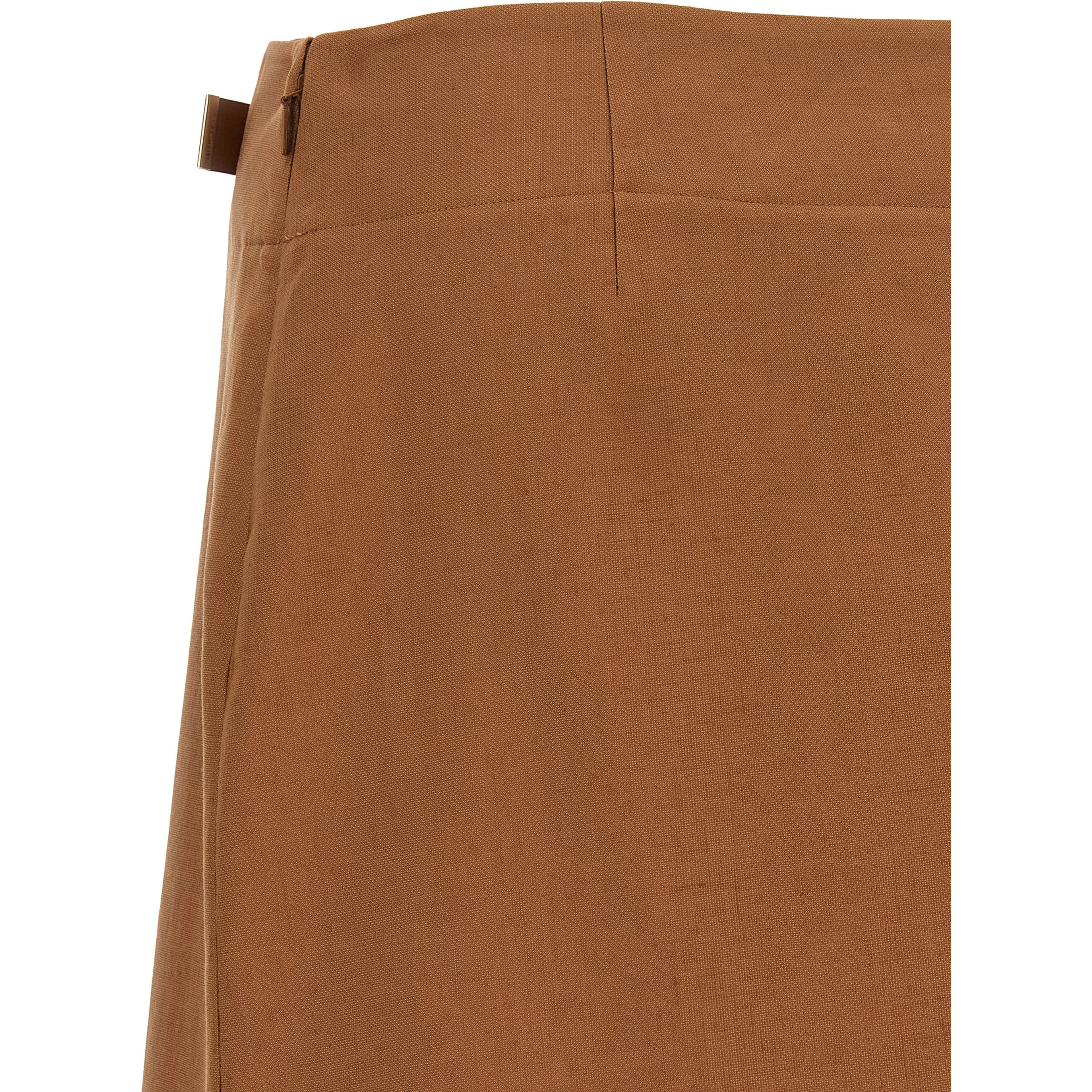 Brown Linen Midi Skirt