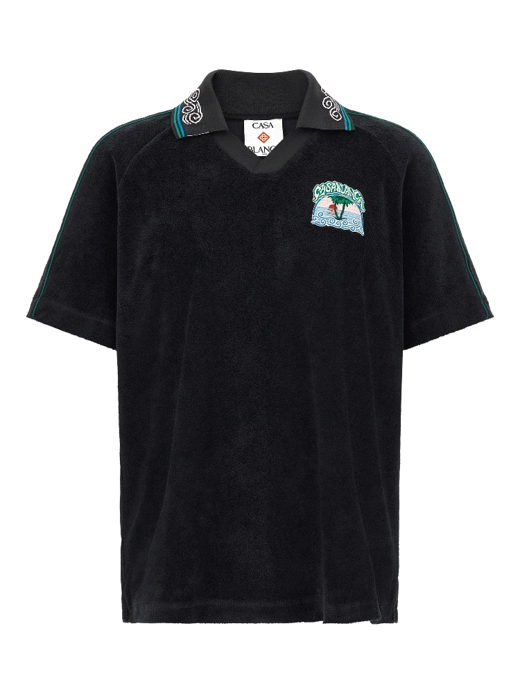 Black Cotton Polo Shirt