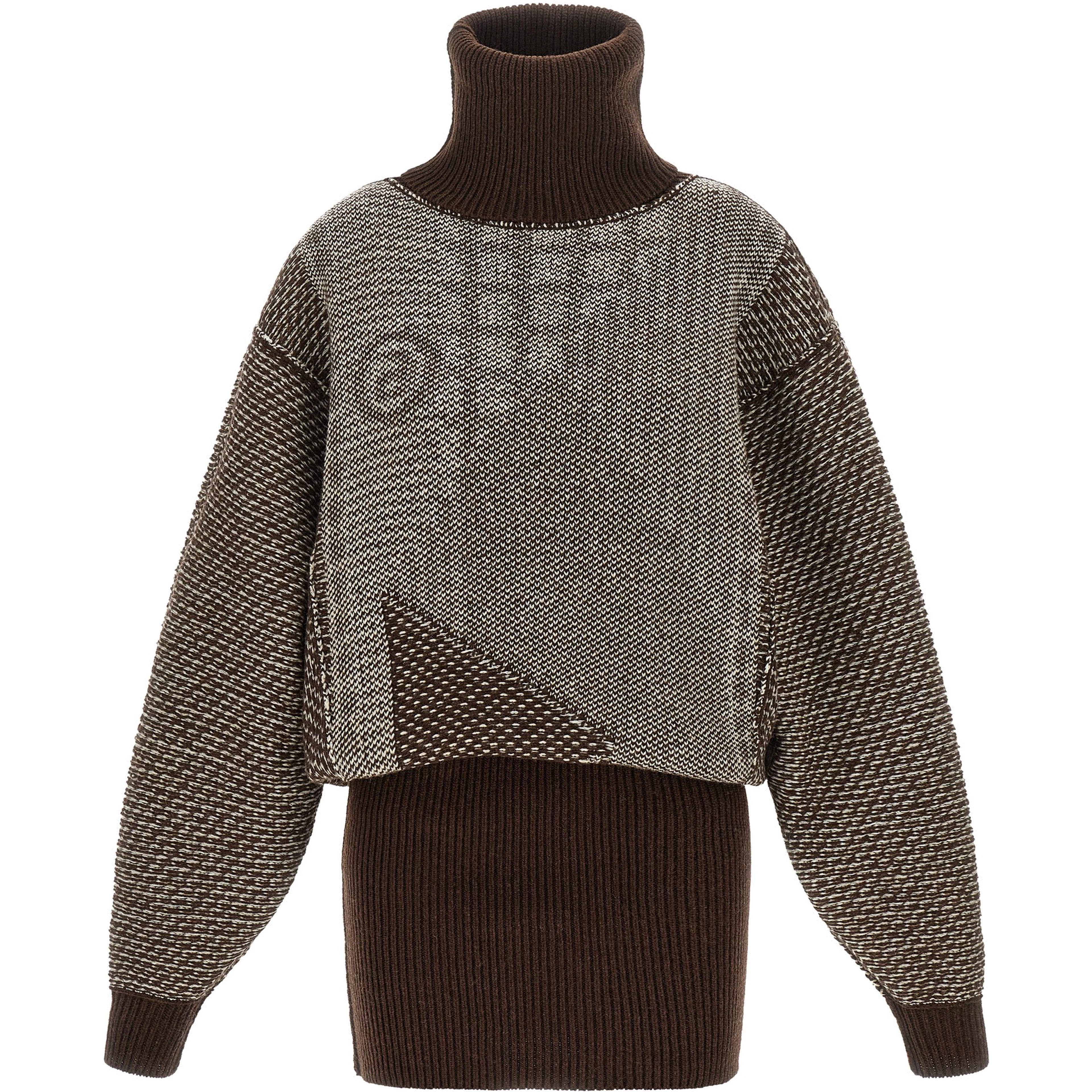 Brown Wool Short Dress