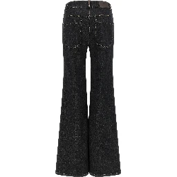 Blue Cotton Flared Jeans