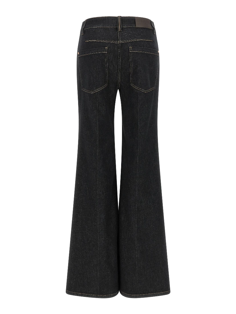 Blue Cotton Flared Jeans