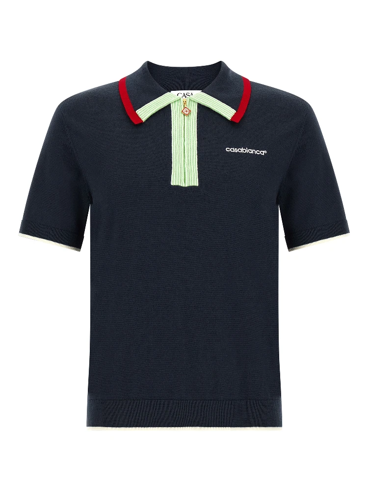 Blue Wool Polo Shirt