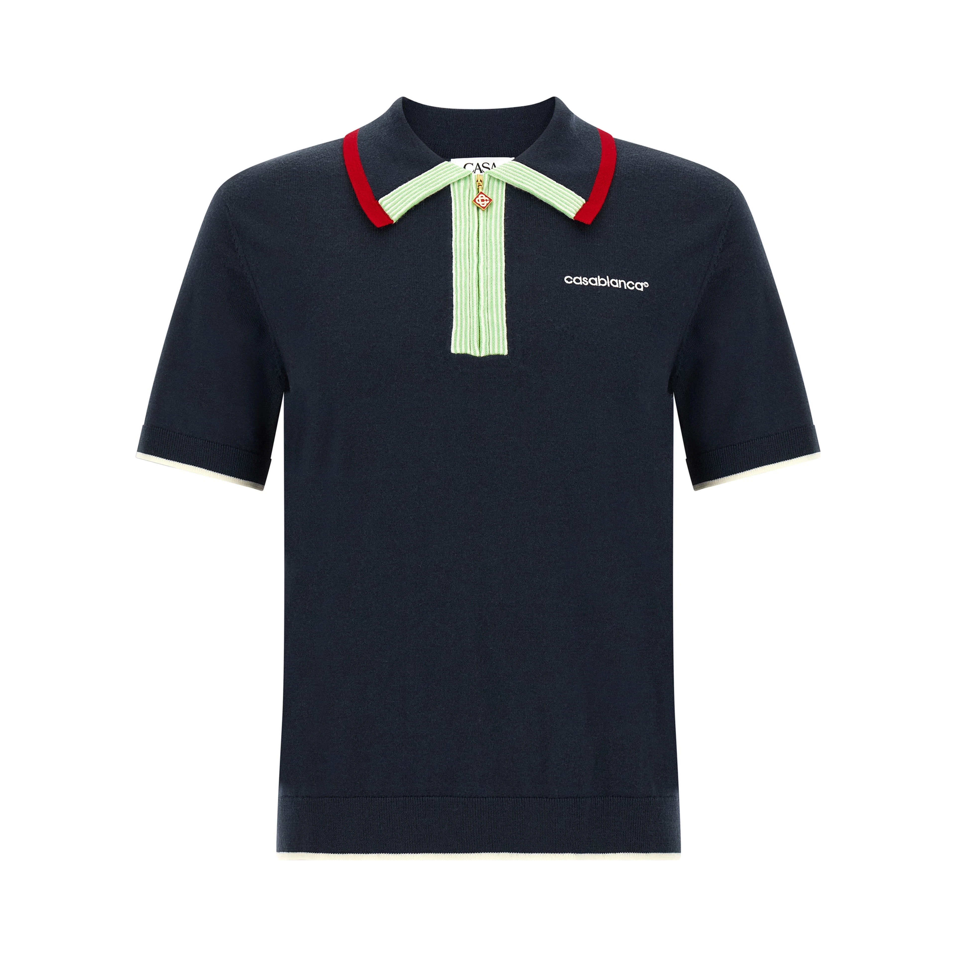 Blue Wool Polo Shirt