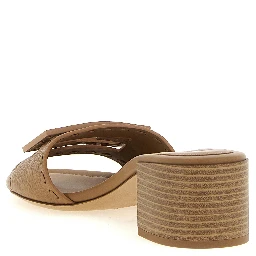 Beige Calfskin Flat Sandals