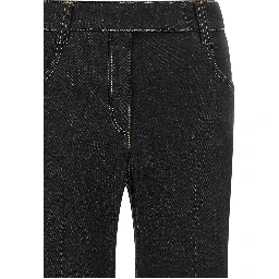 Blue Cotton Flared Jeans