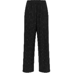 Blue Virgin Wool Casual Pants