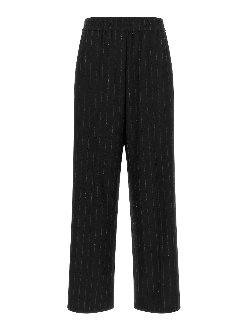 Blue Virgin Wool Casual Pants