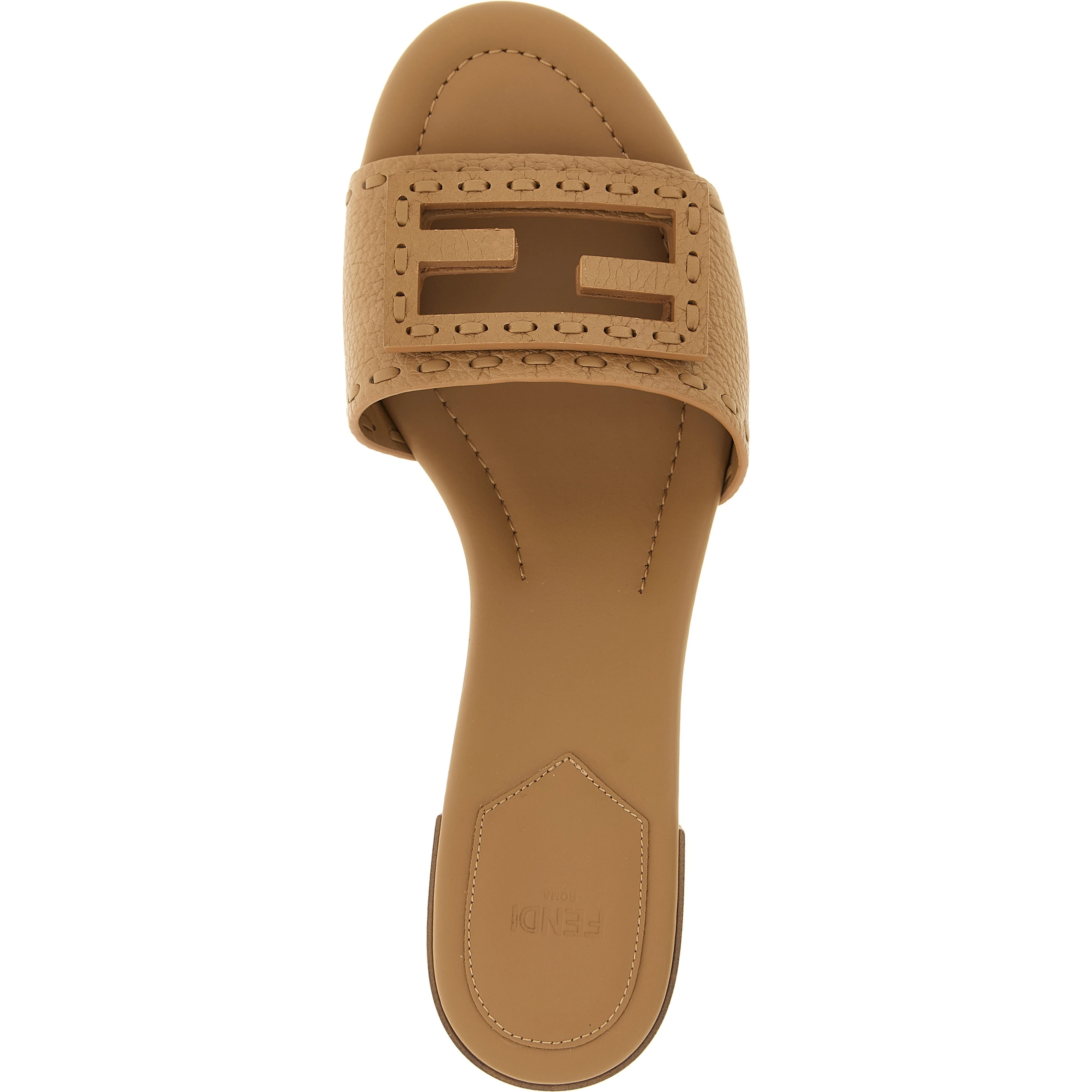 Beige Calfskin Flat Sandals