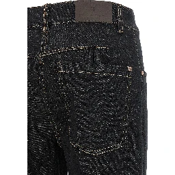 Blue Cotton Flared Jeans