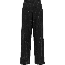 Blue Virgin Wool Casual Pants