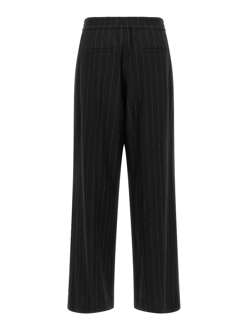 Blue Virgin Wool Casual Pants