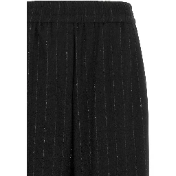 Blue Virgin Wool Casual Pants