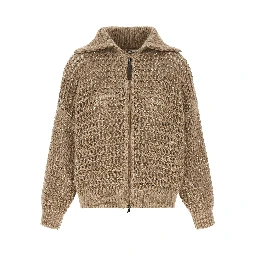 Beige Elastane Cardigan