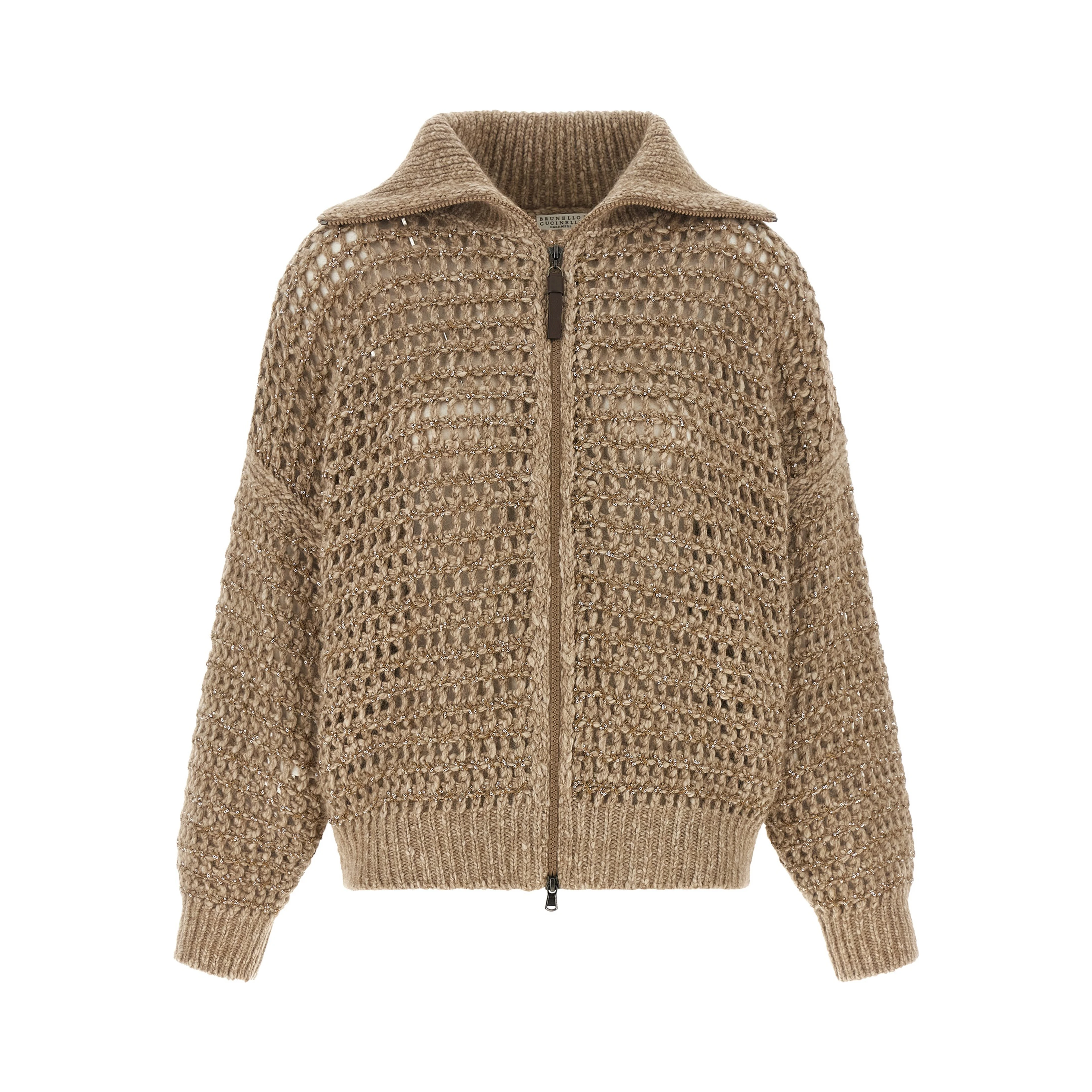 Beige Elastane Cardigan