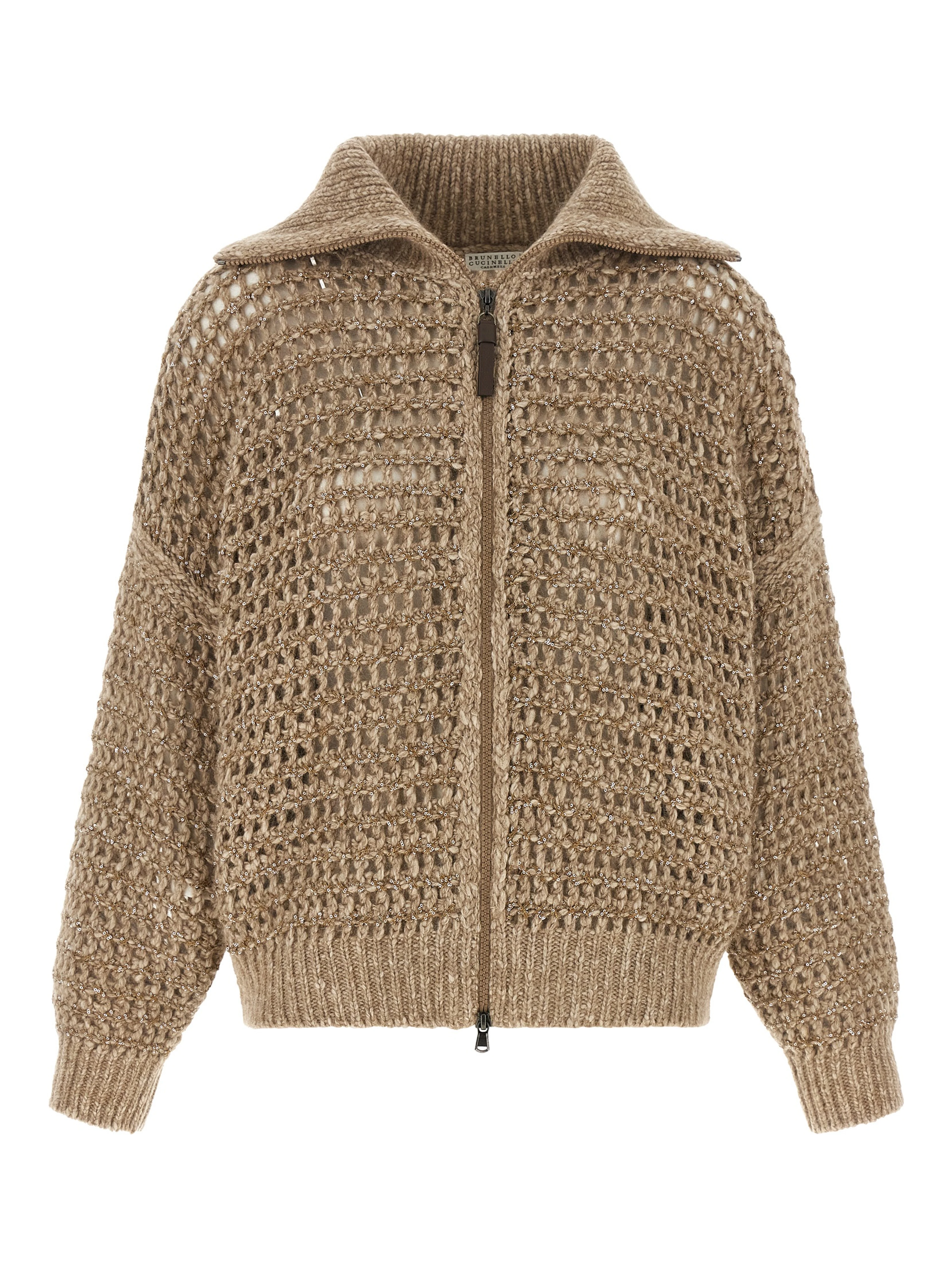 Beige Elastane Cardigan