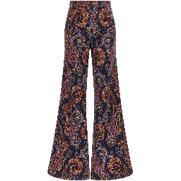 Multicolor Cotton Flared Jeans