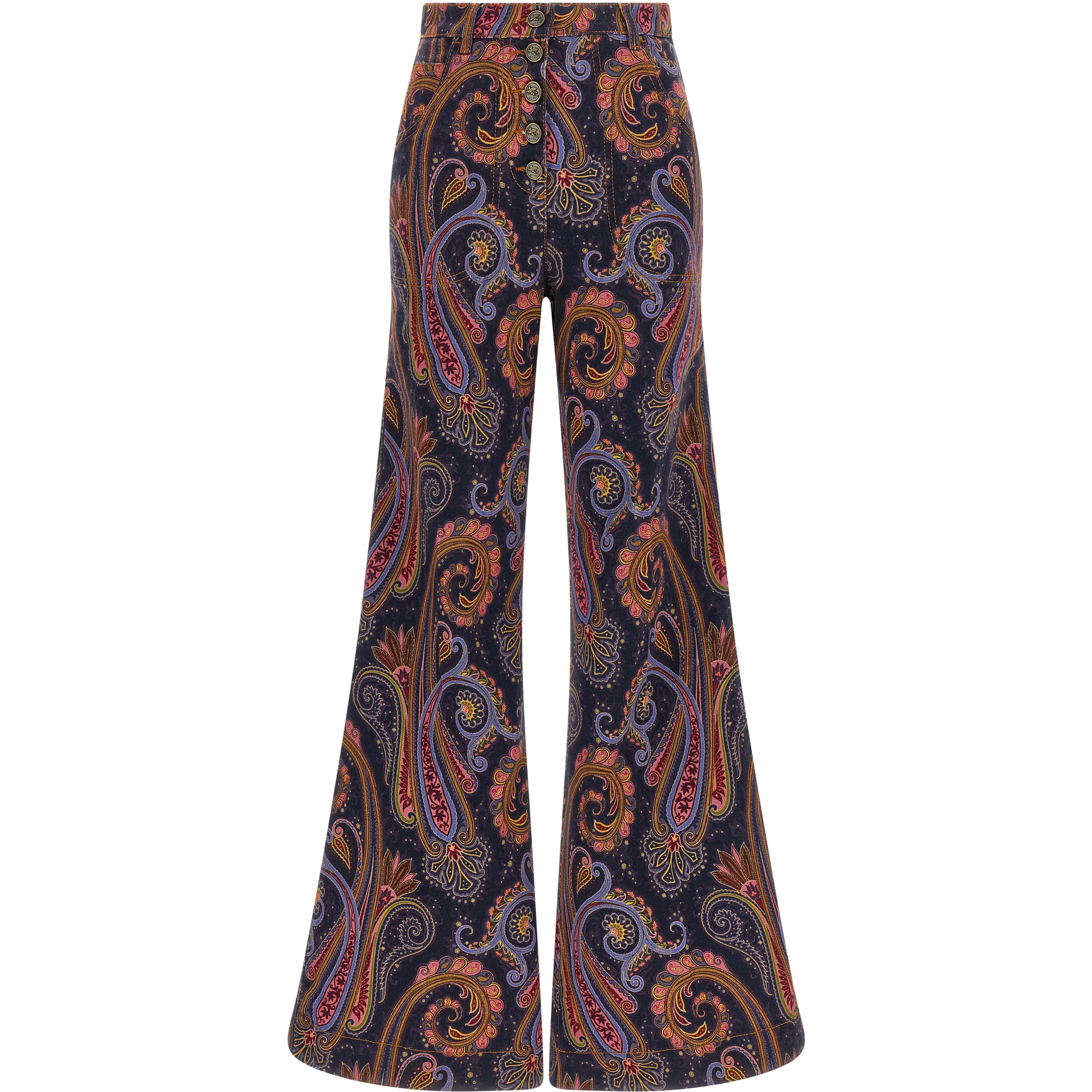 Multicolor Cotton Flared Jeans