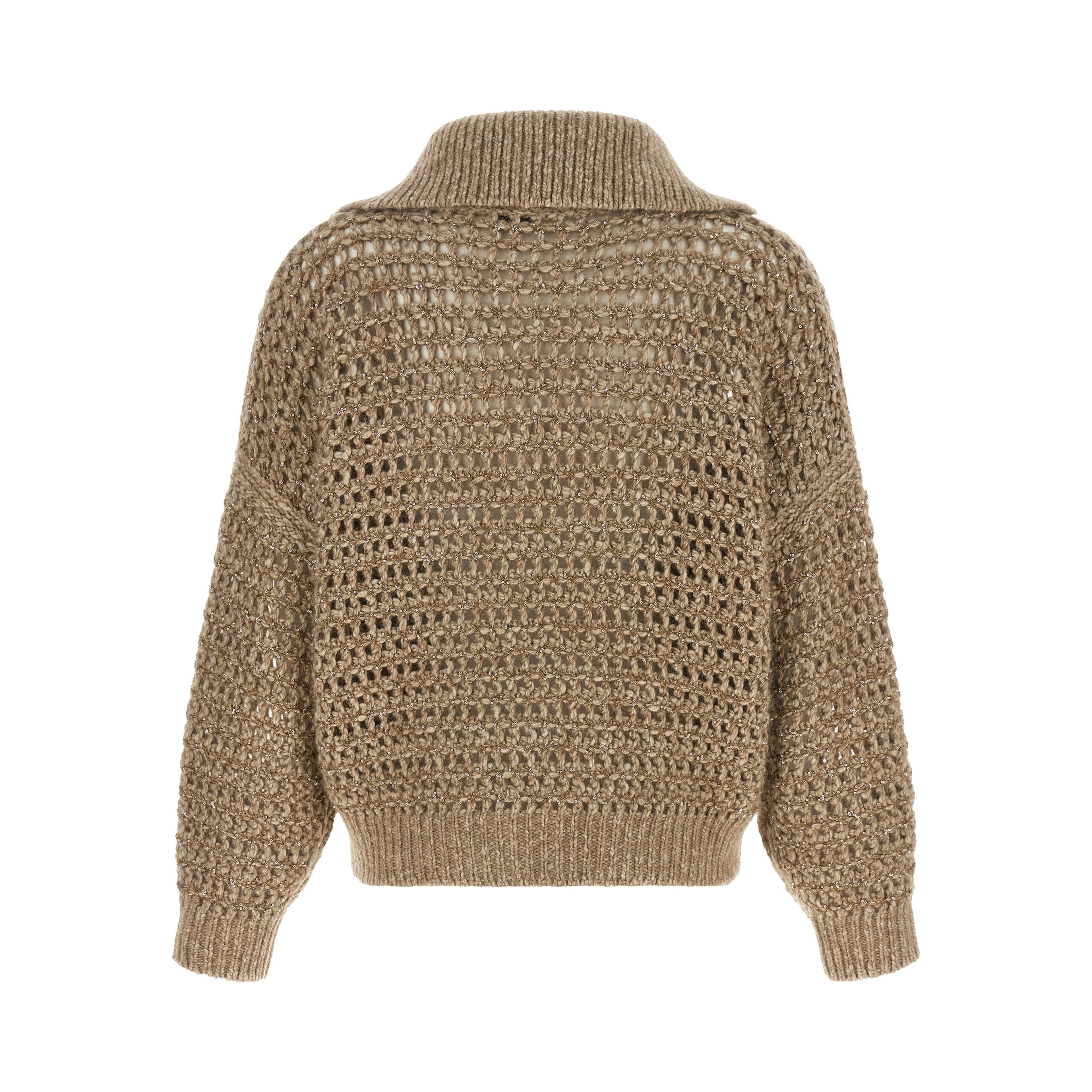 Beige Elastane Cardigan