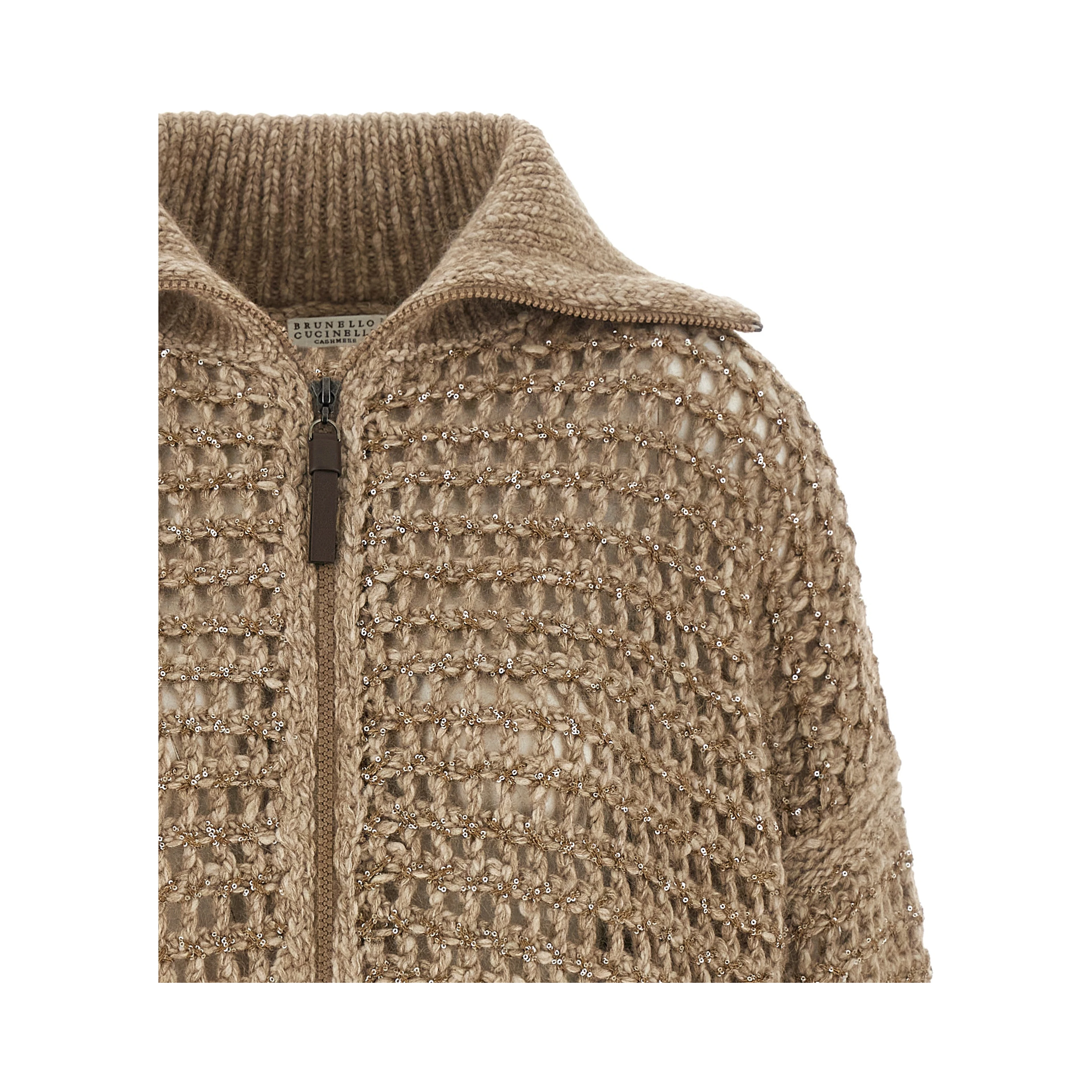Beige Elastane Cardigan