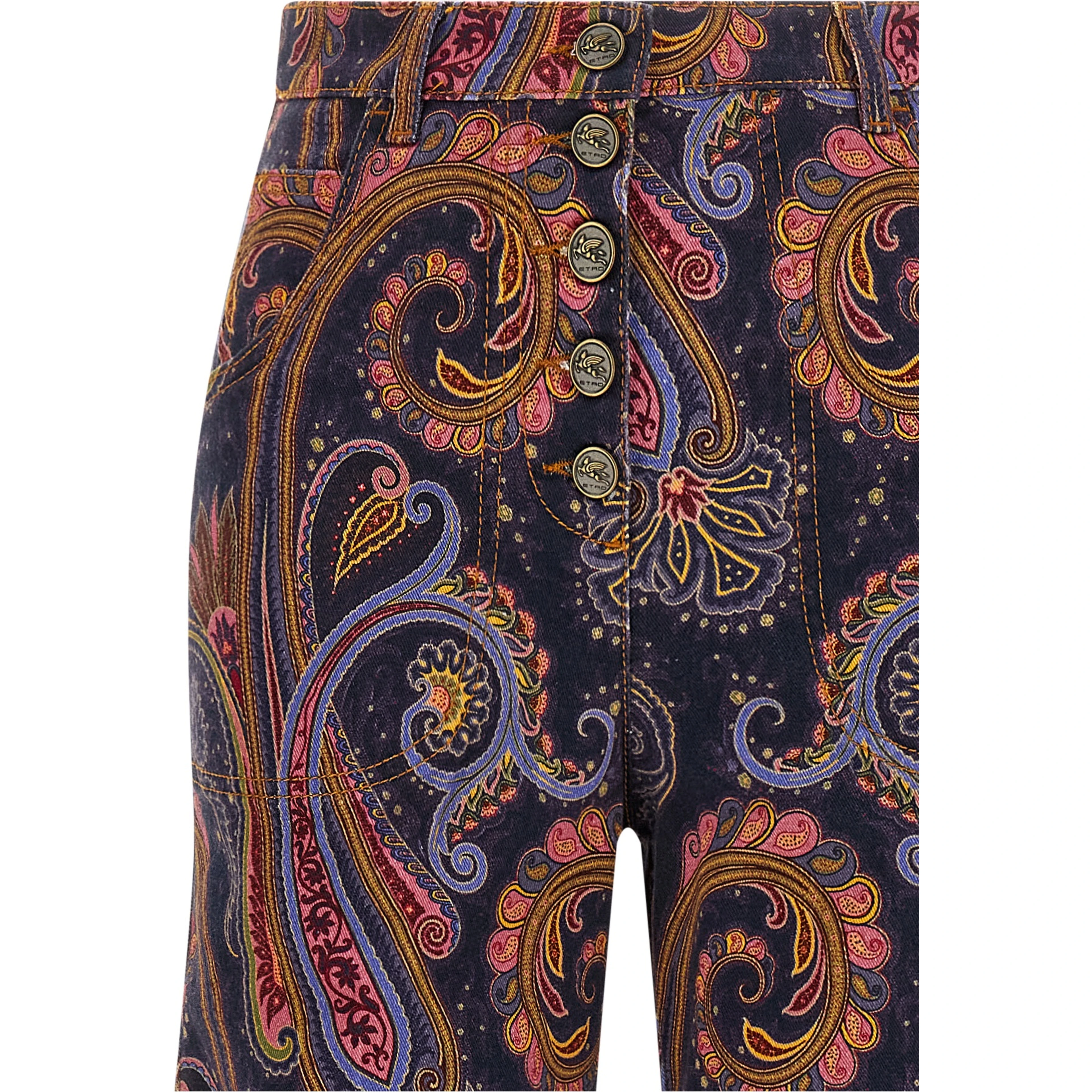 Multicolor Cotton Flared Jeans