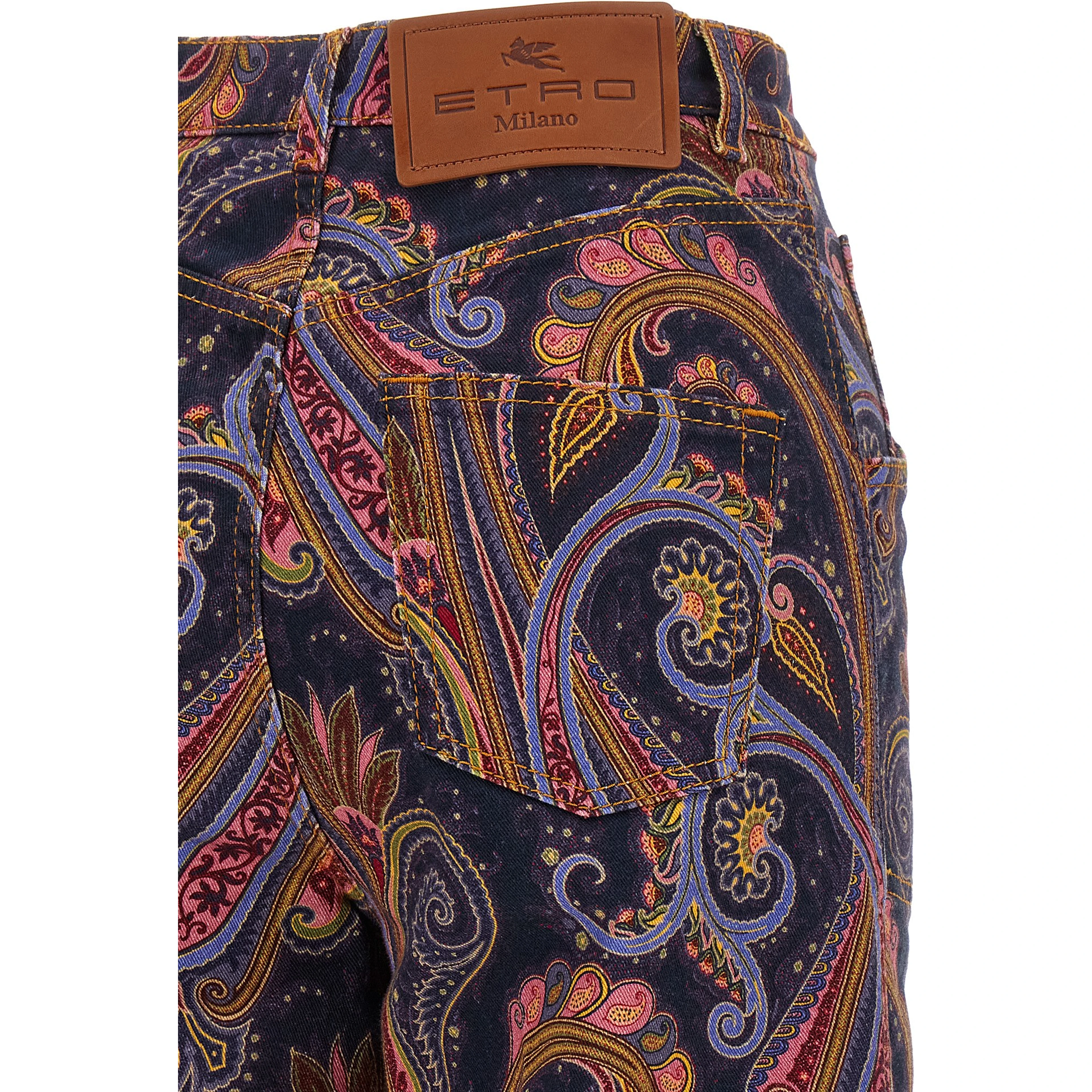 Multicolor Cotton Flared Jeans