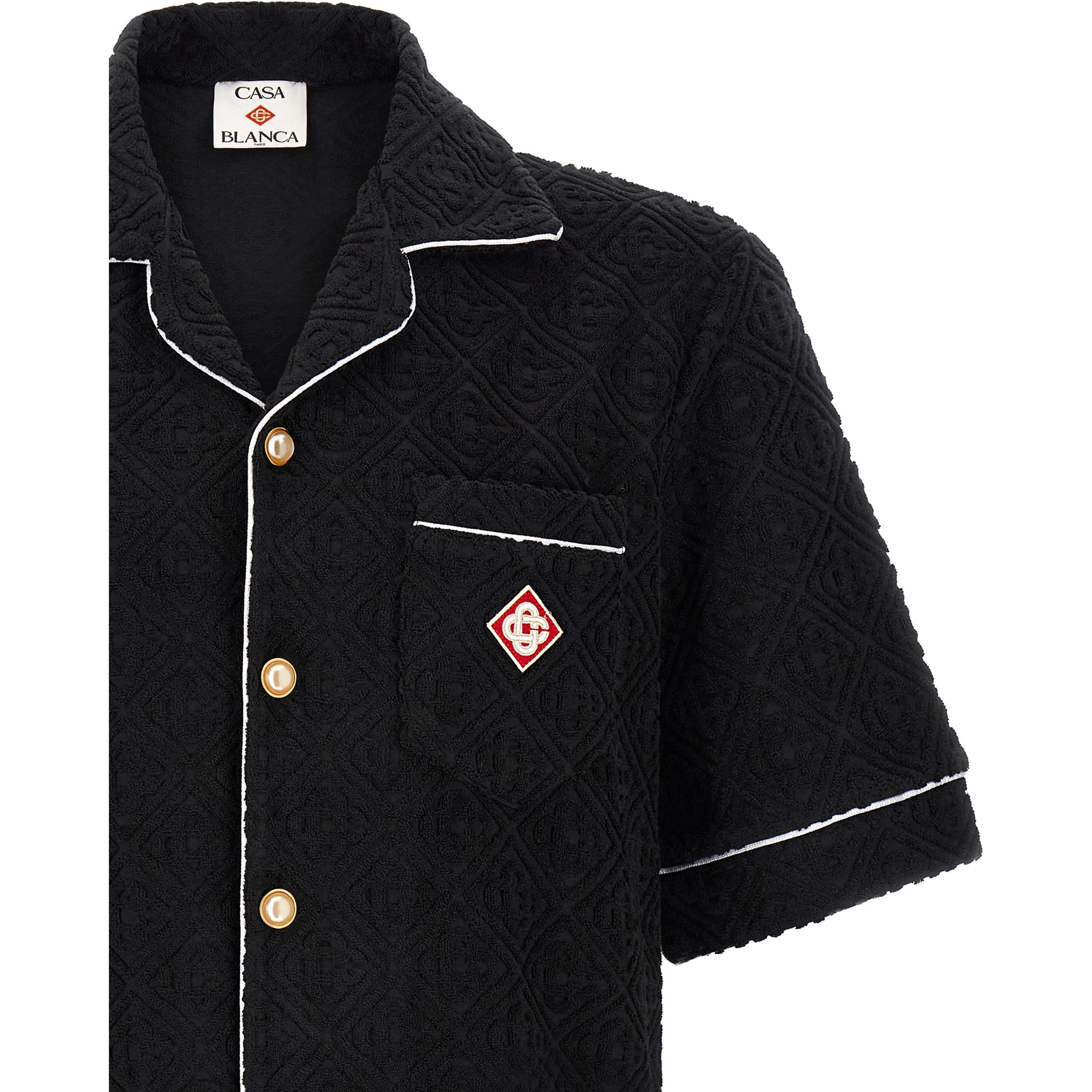 Black Cotton Pattern Shirt