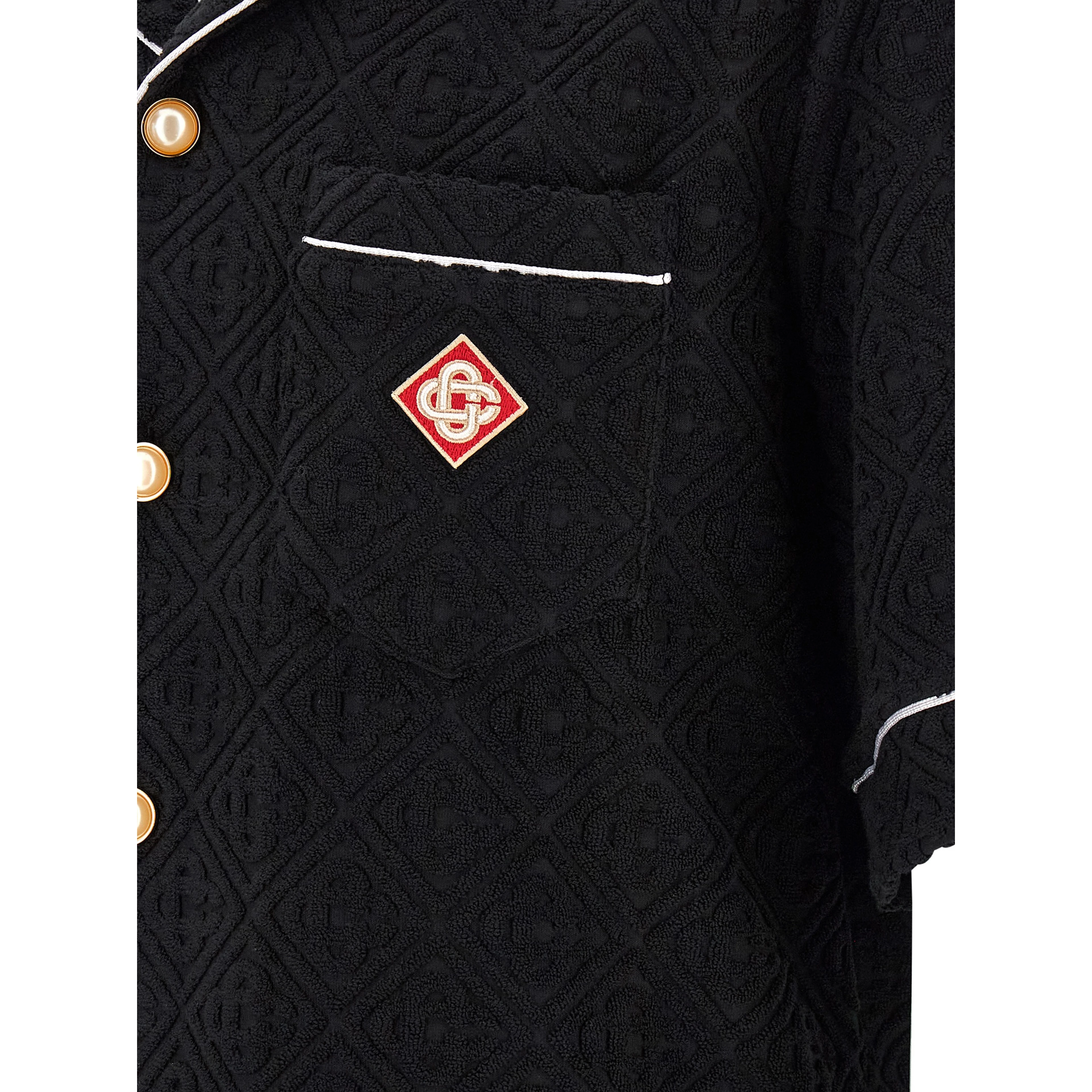 Black Cotton Pattern Shirt
