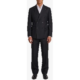 New York double-breasted virgin wool suit