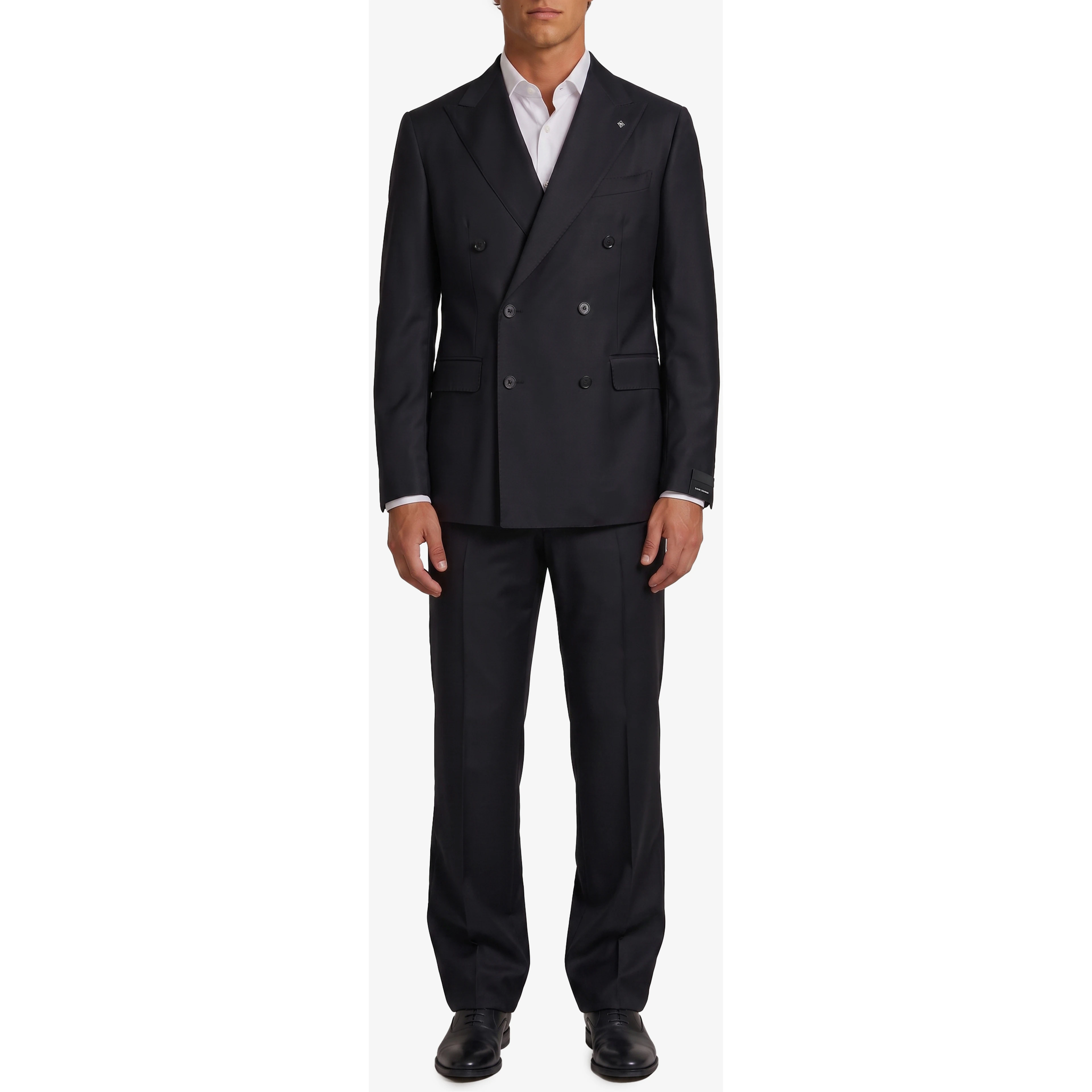 New York double-breasted virgin wool suit