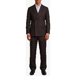 New York double-breasted virgin wool suit