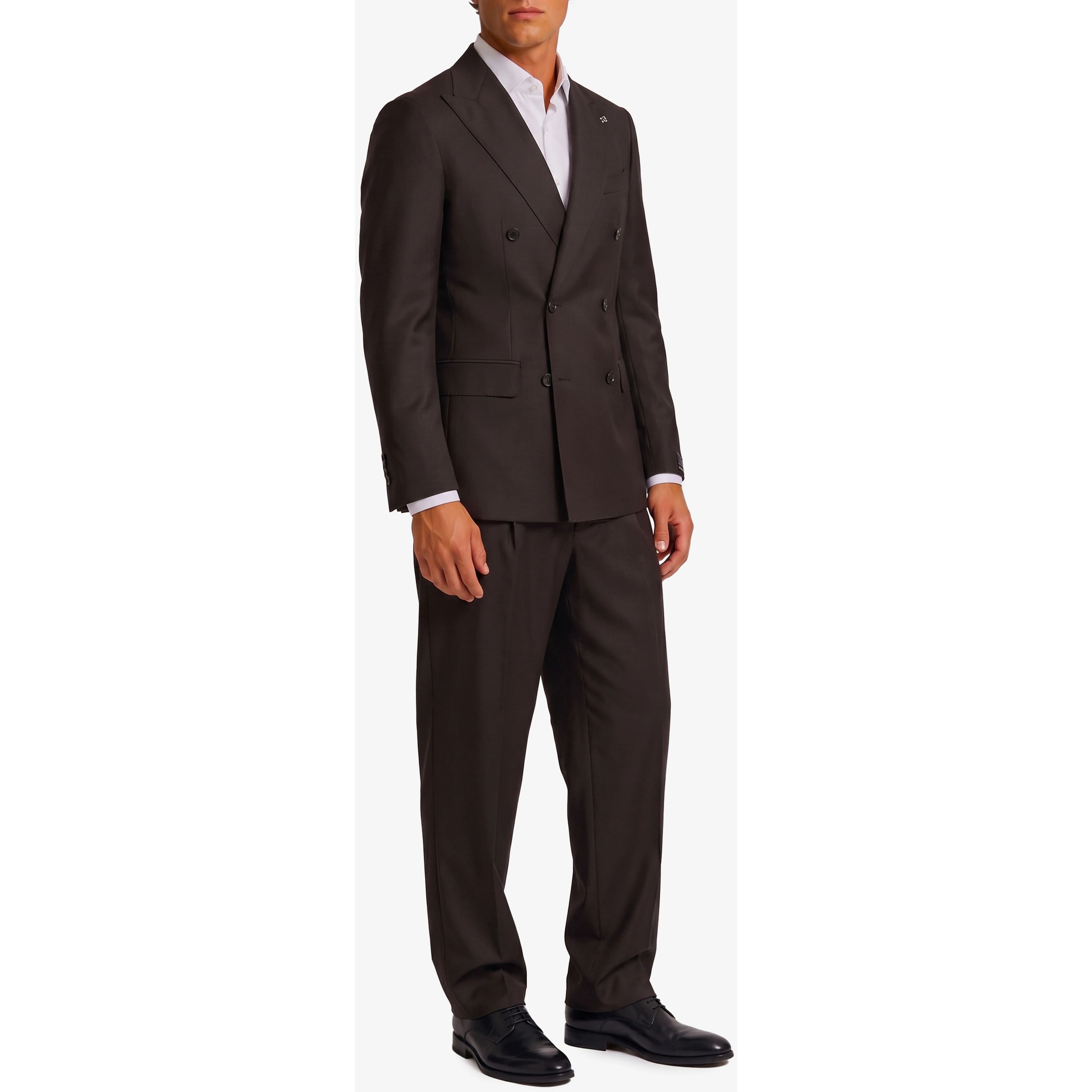 New York double-breasted virgin wool suit