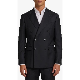 New York double-breasted virgin wool suit