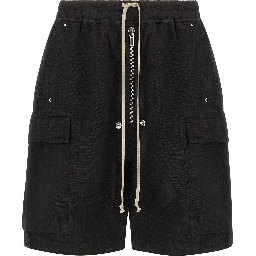 Black Cotton Bermuda Shorts