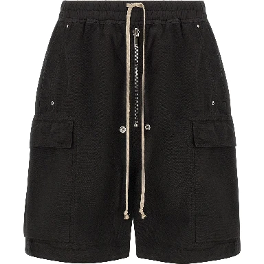 Black Cotton Bermuda Shorts