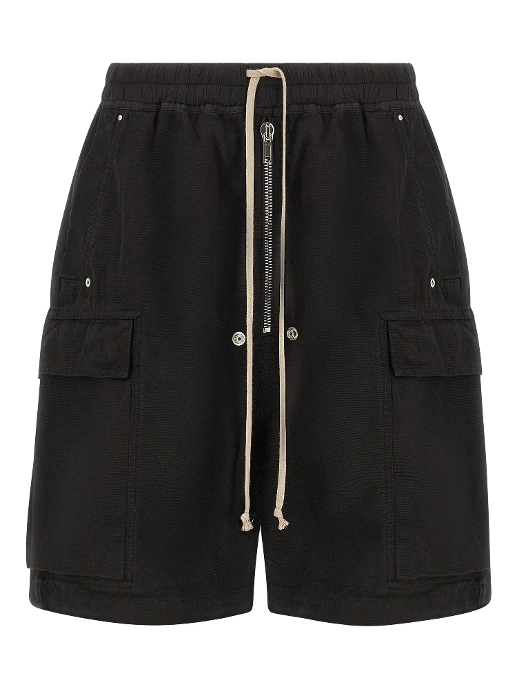 Black Cotton Bermuda Shorts
