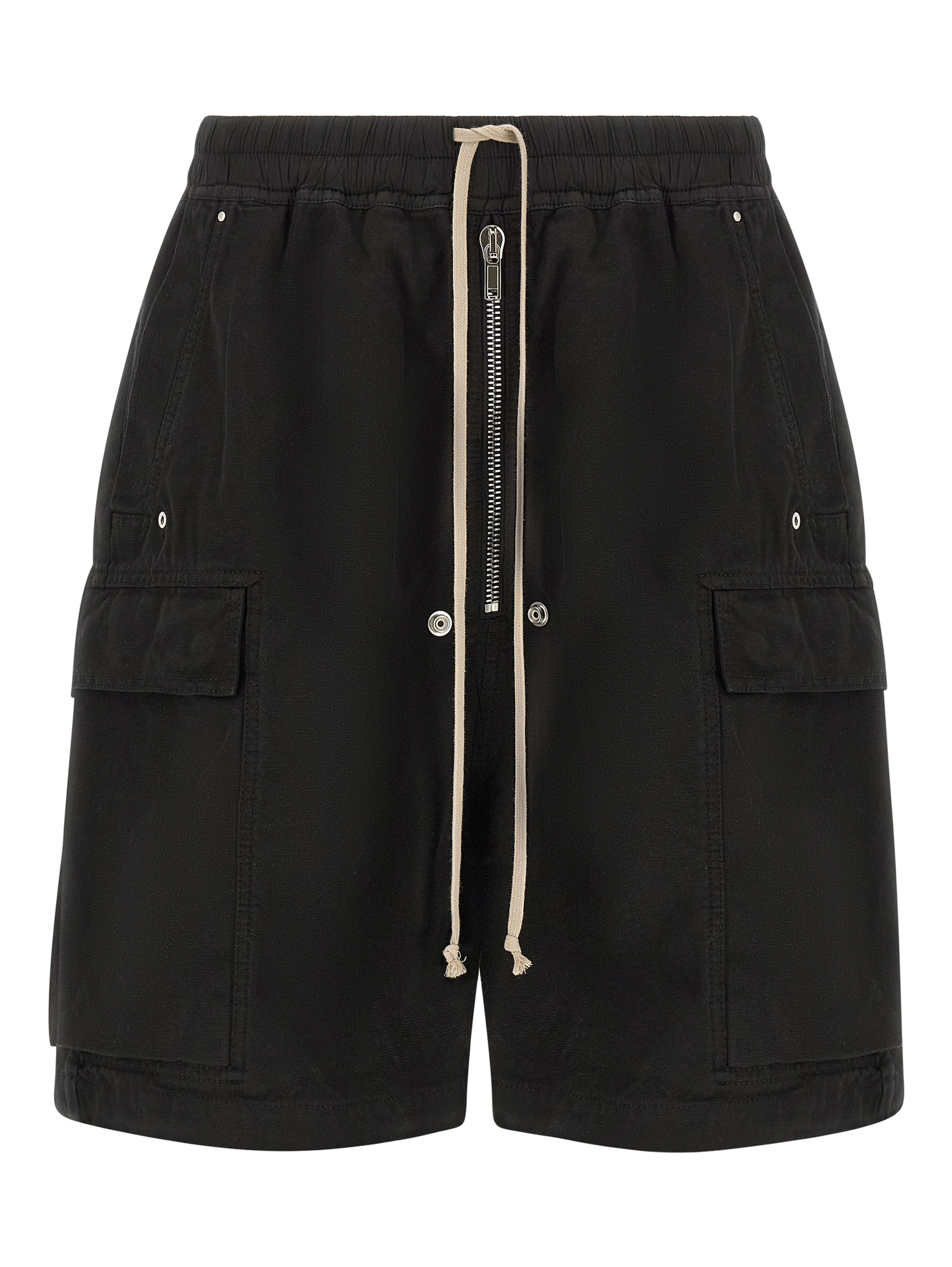 Black Cotton Bermuda Shorts