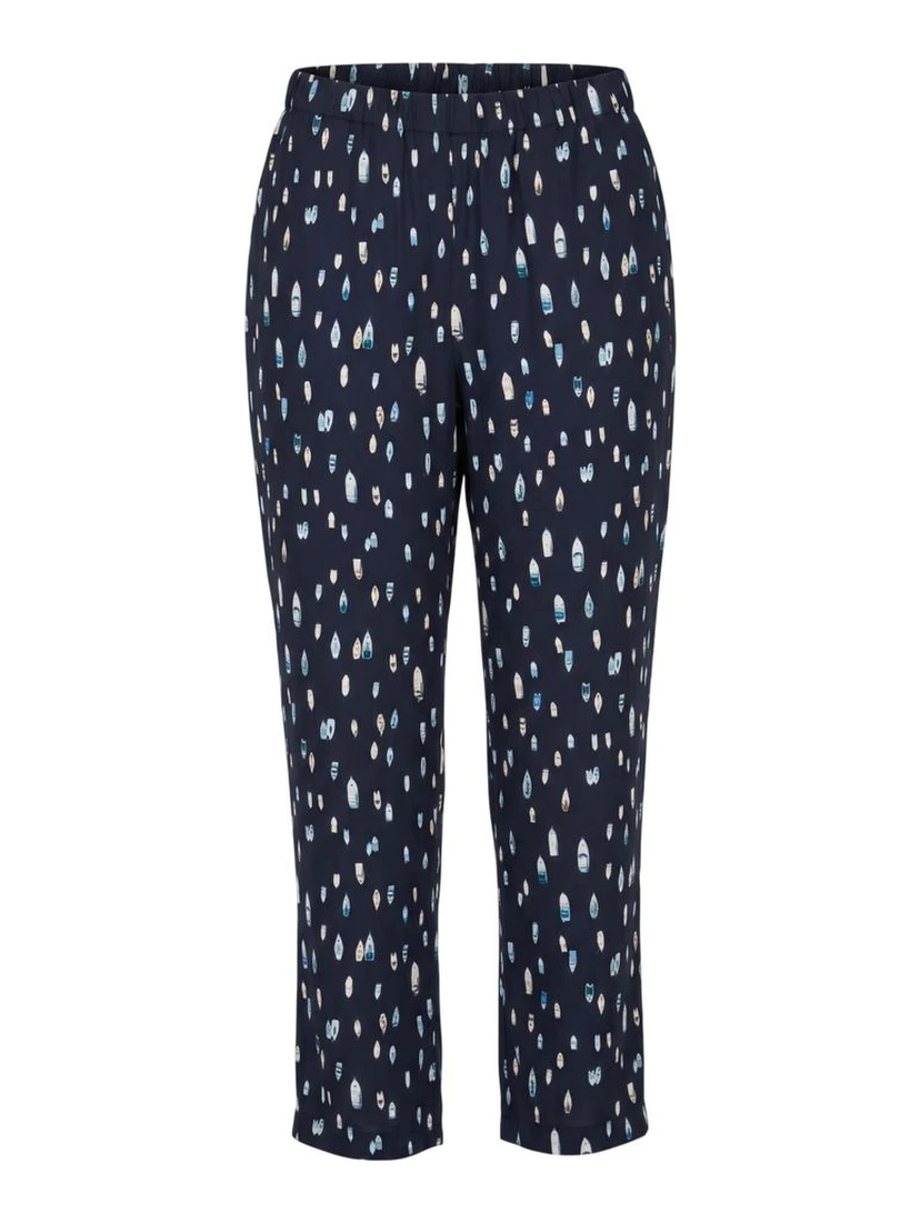 Blue Cotton Women Pants