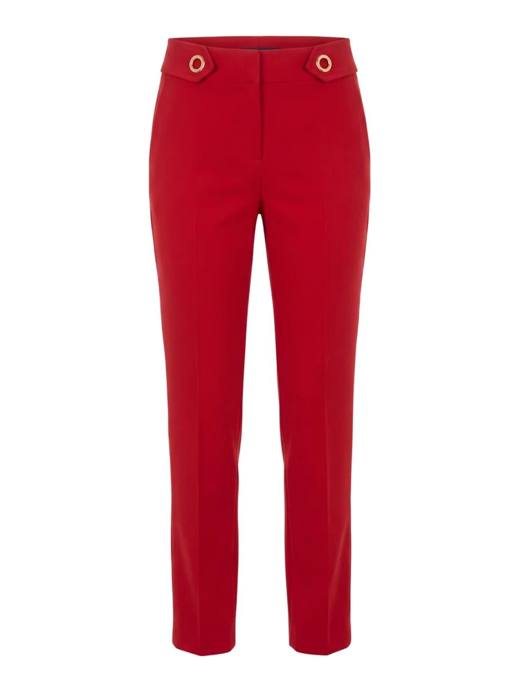 Red Polyester Women Pant
