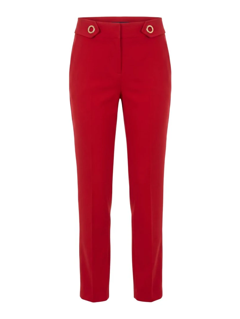 Red Polyester Women Pant