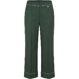 Green Polyester Women Pants