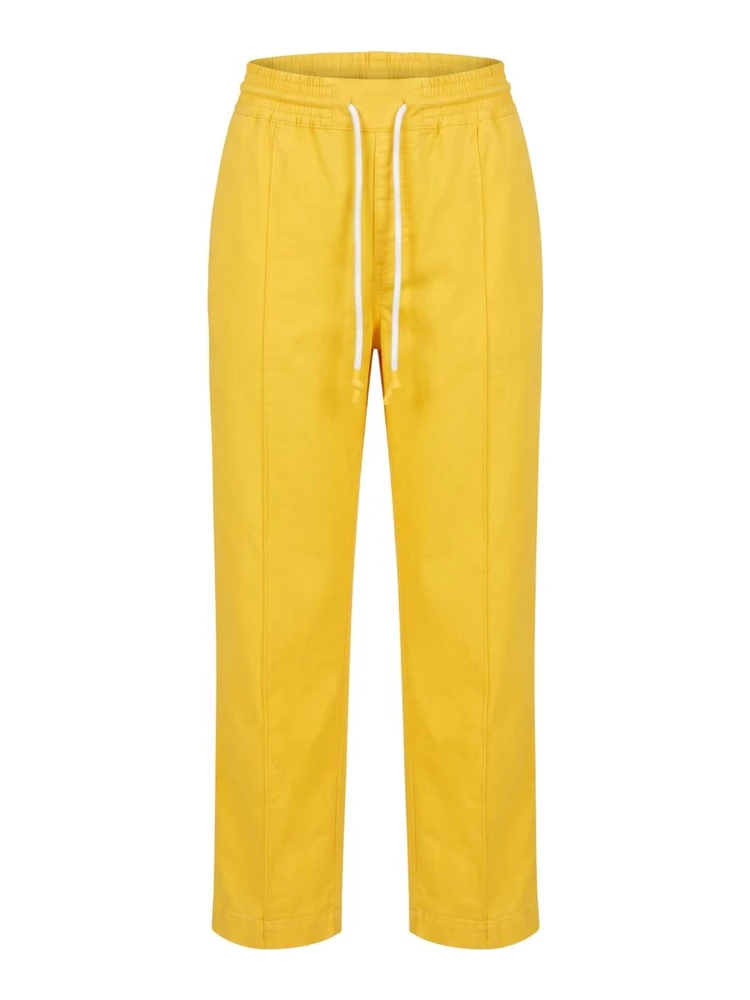Yellow Cotton Women Pant