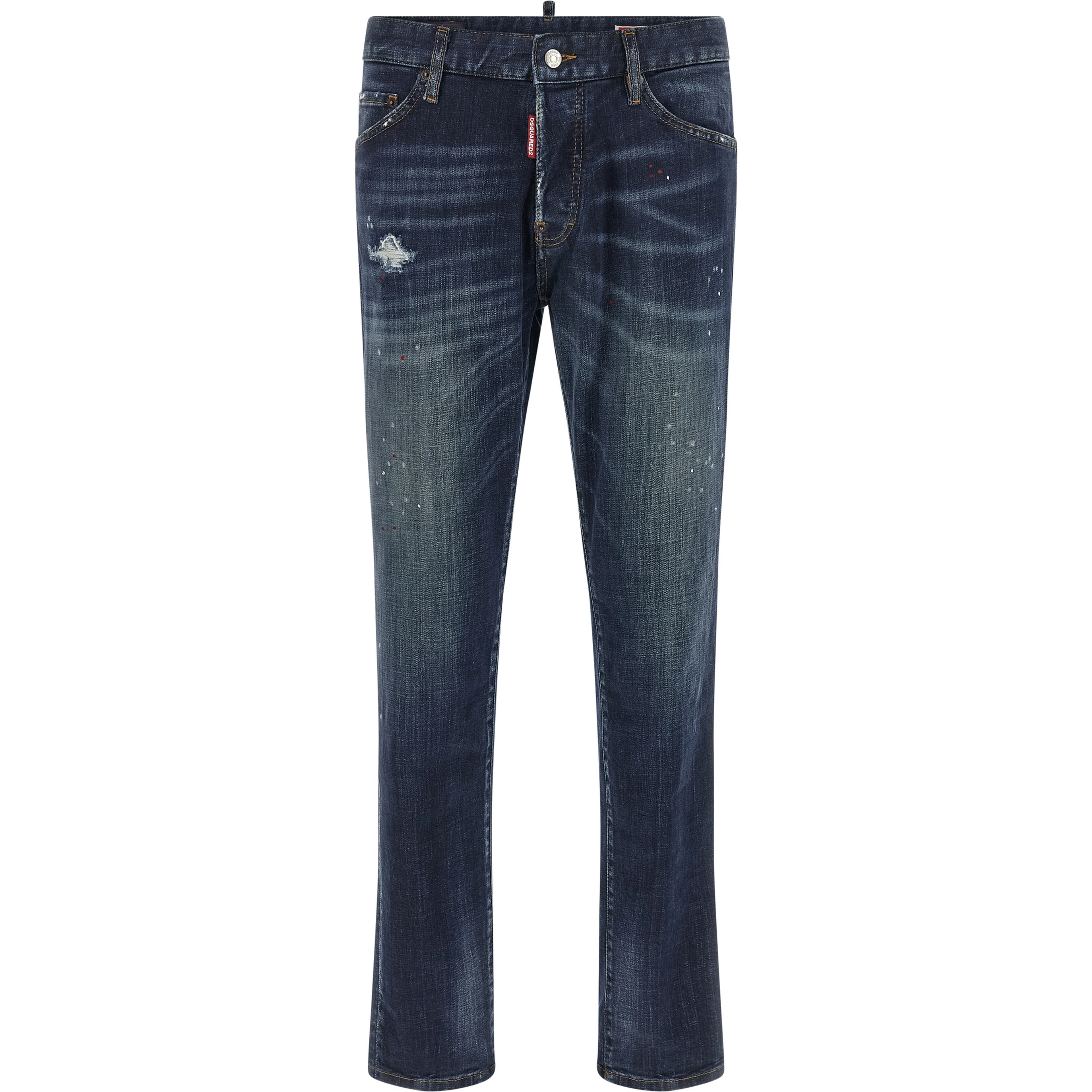 Blue Cotton Straight-Leg Jeans