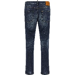 Blue Cotton Straight-Leg Jeans