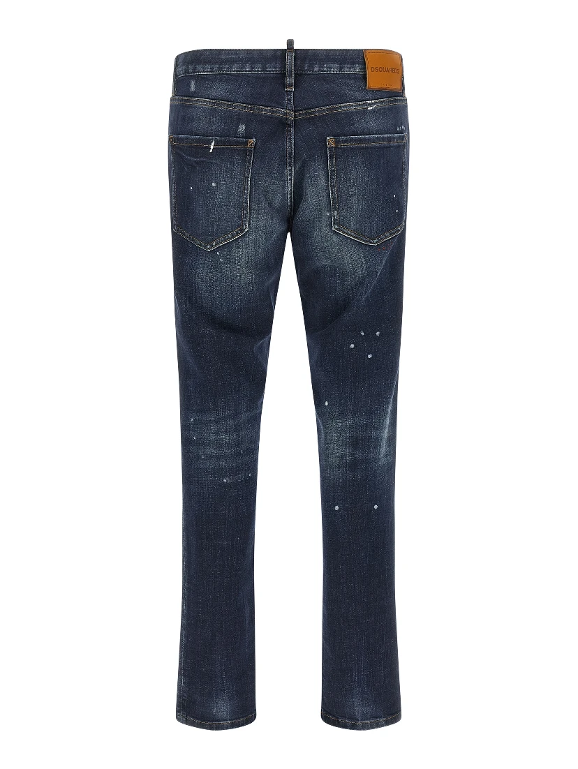 Blue Cotton Straight-Leg Jeans