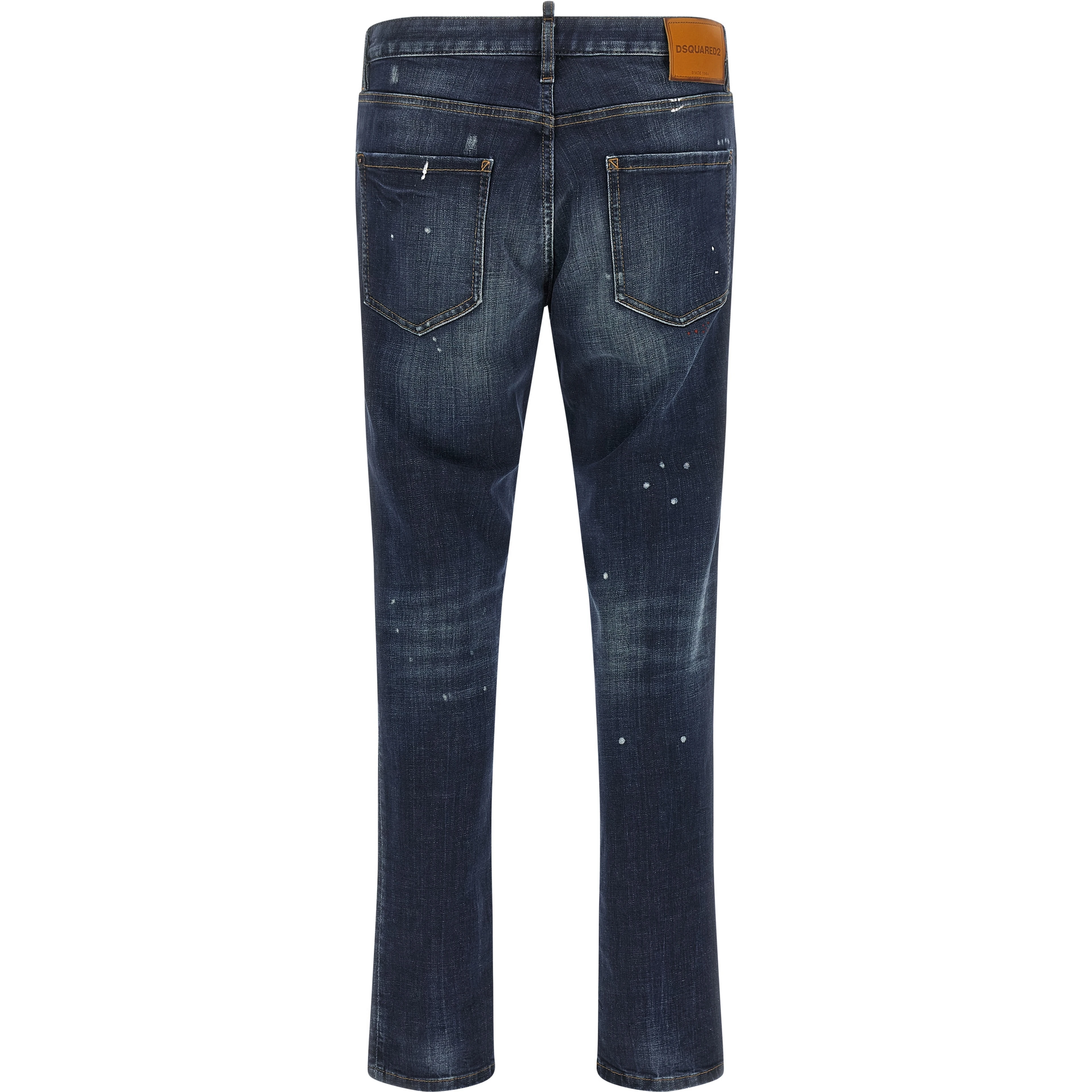 Blue Cotton Straight-Leg Jeans