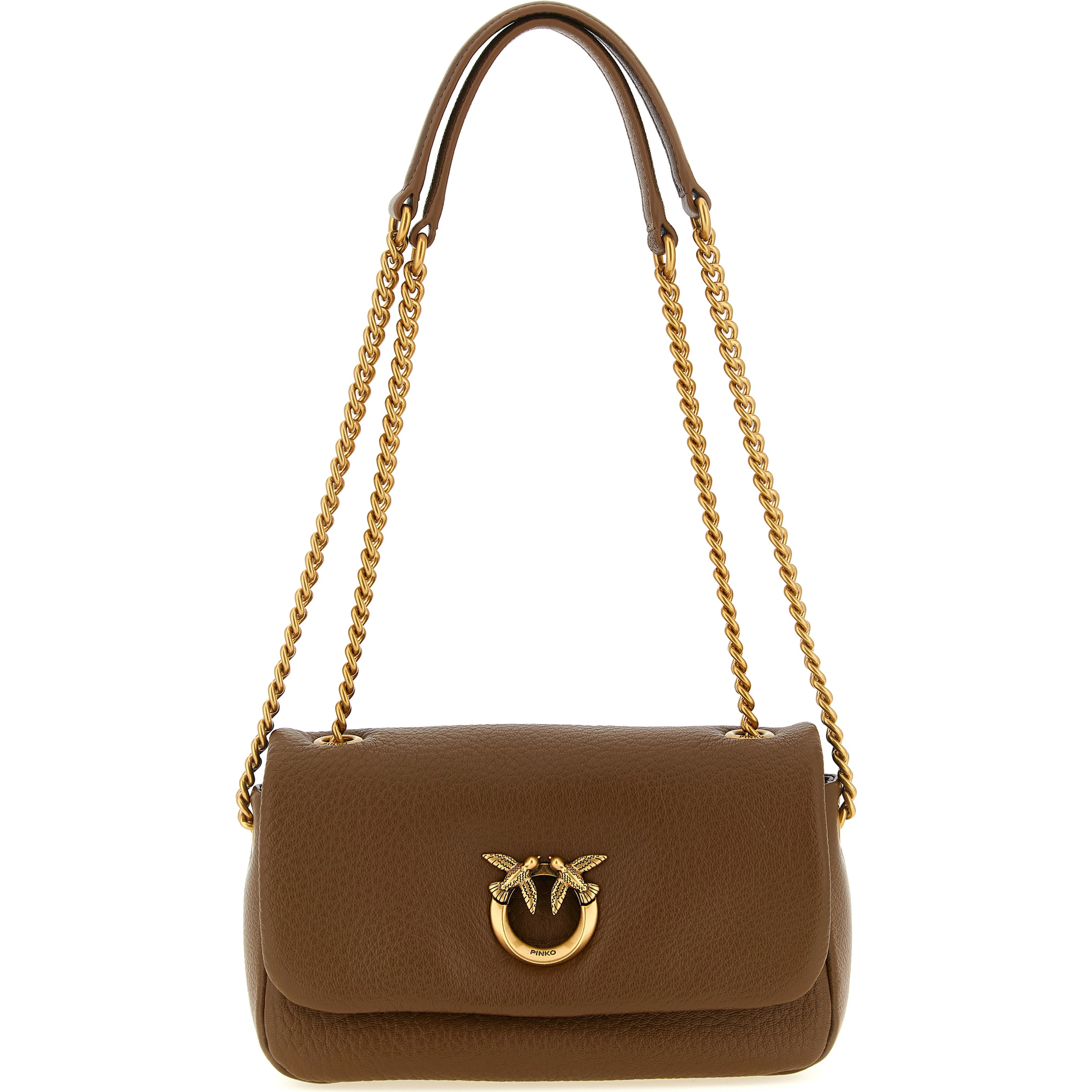 Brown Lamb Leather Shoulder Bag