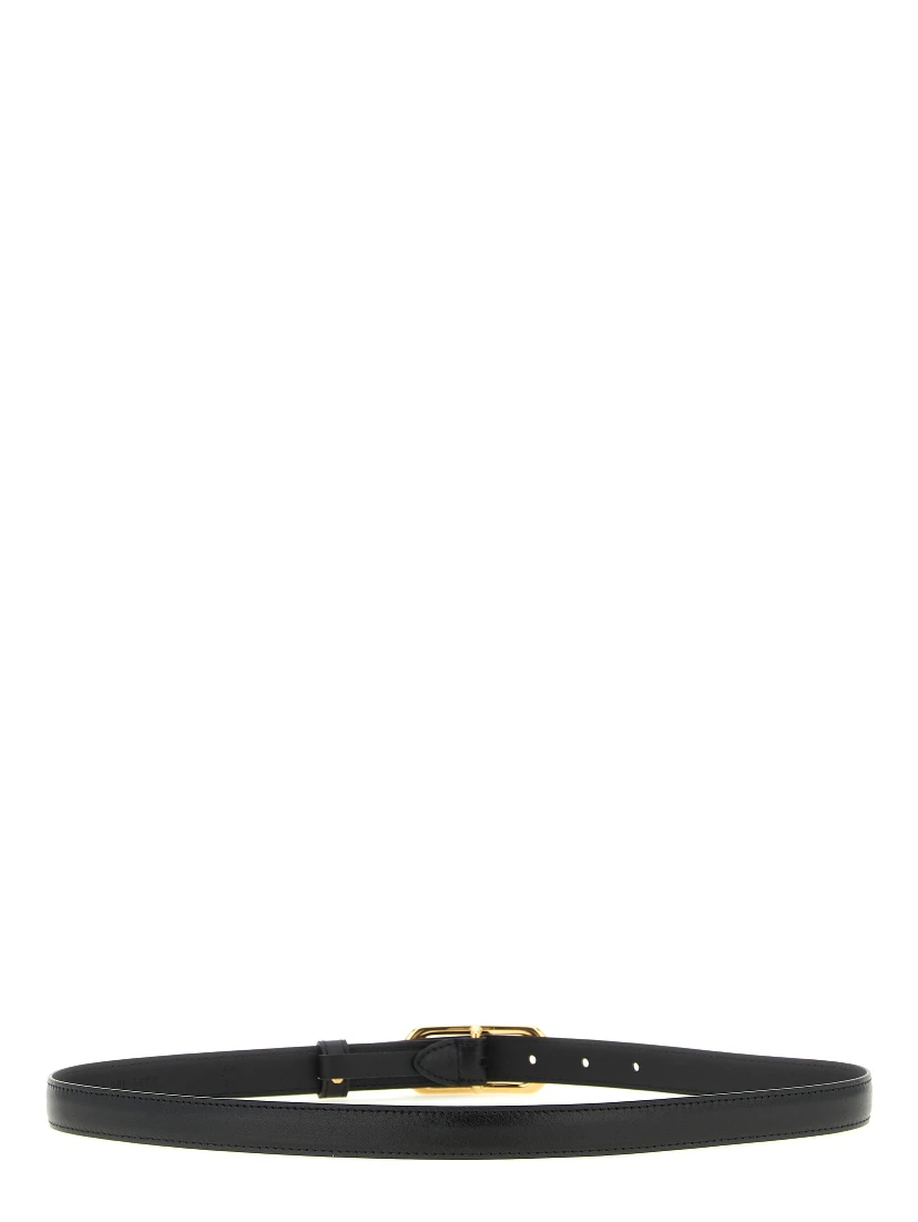 Black Calfskin Thin Belt