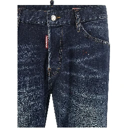 Blue Cotton Straight-Leg Jeans