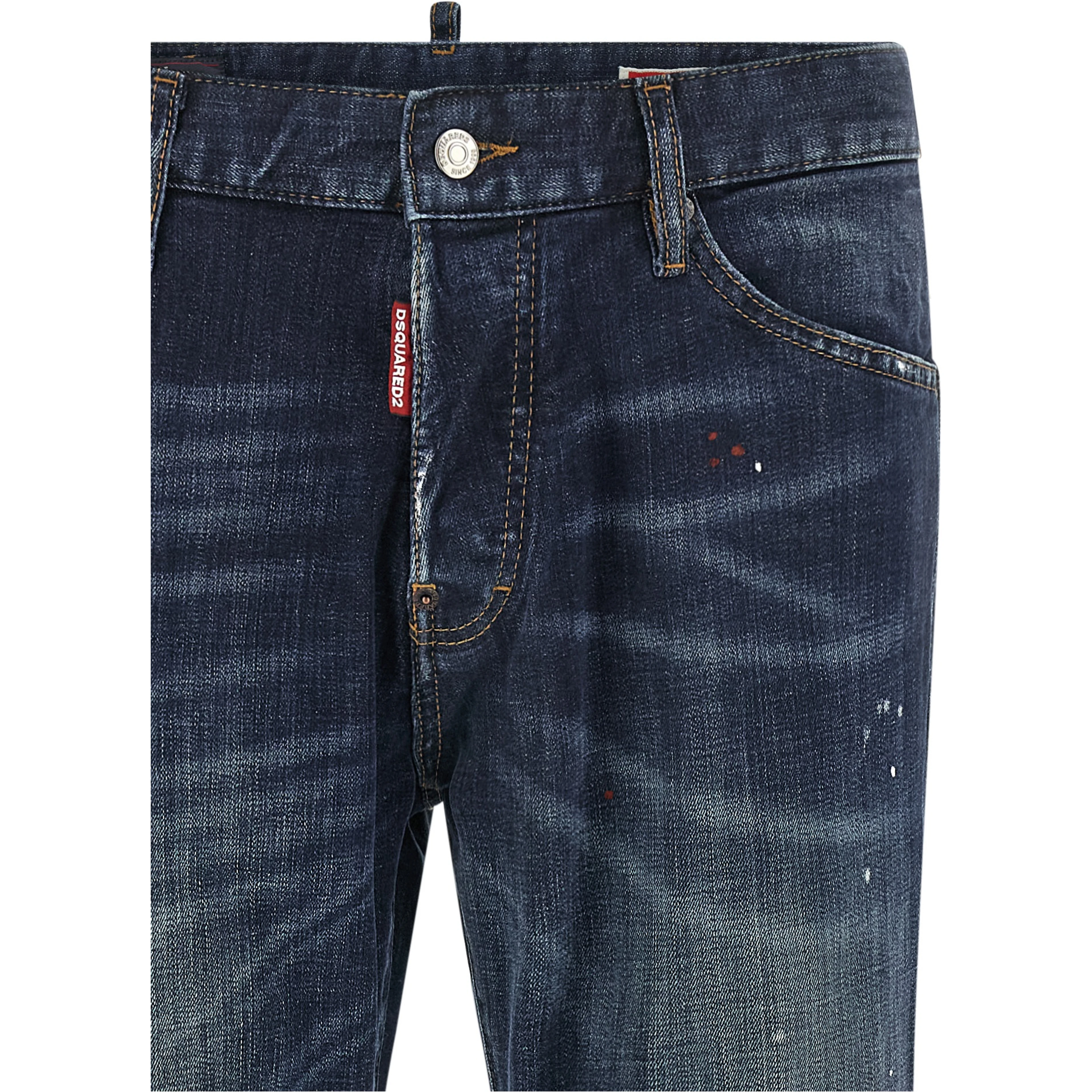 Blue Cotton Straight-Leg Jeans